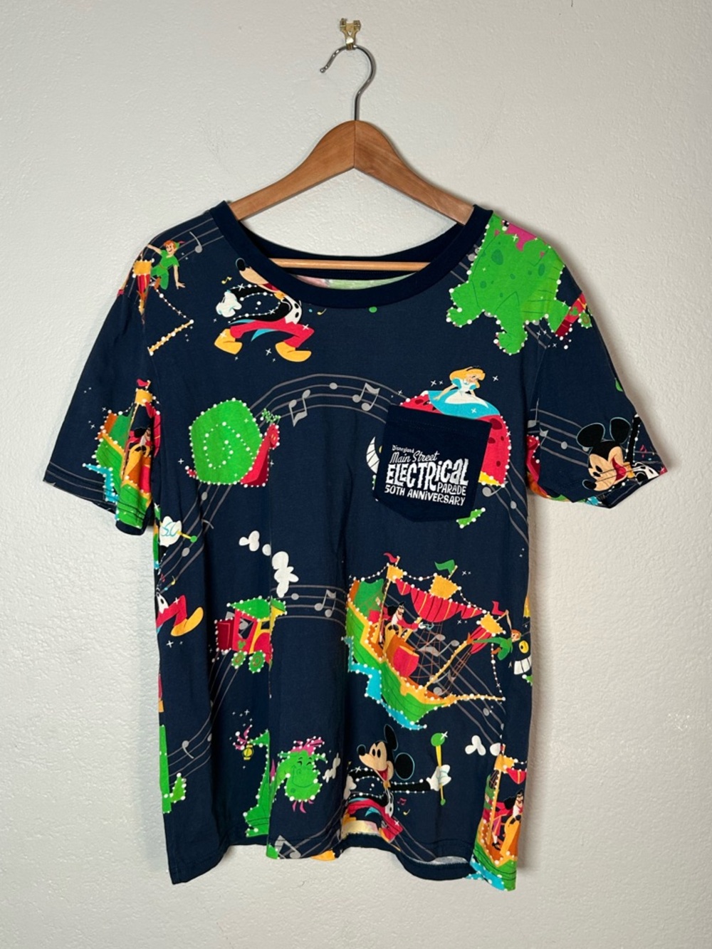 Disneyland Main Street Electrical Parade  Navy Graphic Print Crewneck Medium